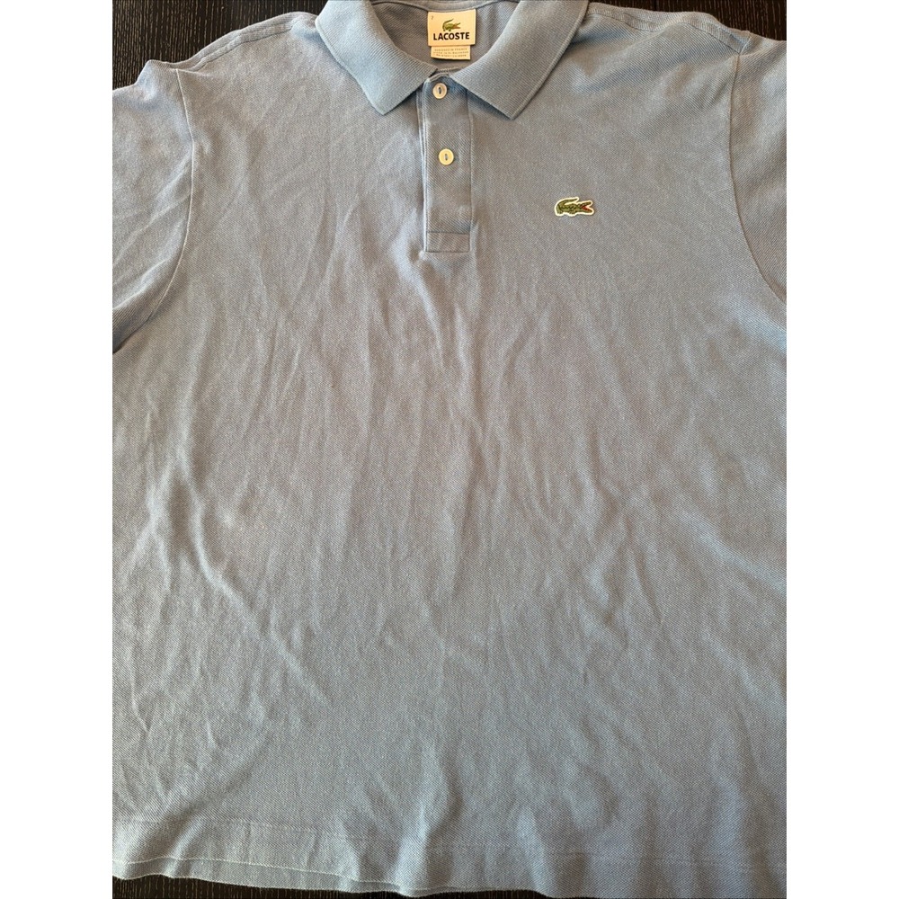 Lacoste Polo Shirt Mens Size 7 Light Blue Crocodile Logo Cotton Short Sleeve